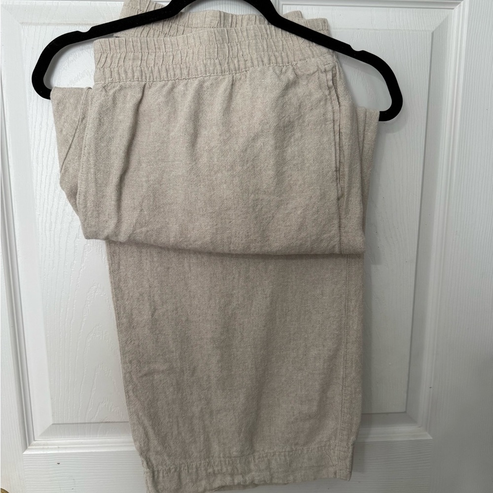 Old Navy Cream Wide-Leg Linen Pants
